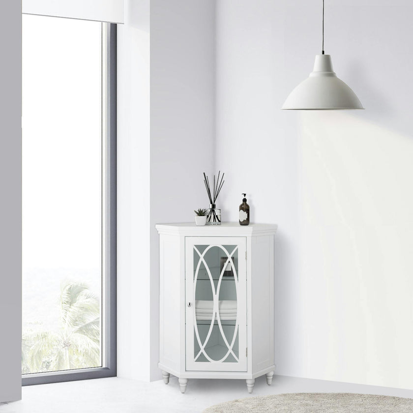 Florence Corner Wooden Floor Cabinet with Adjustable Shelves