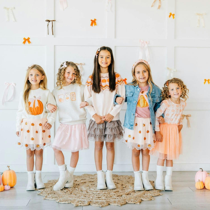 Coquette Pumpkin Sequin Patch Denim Jacket