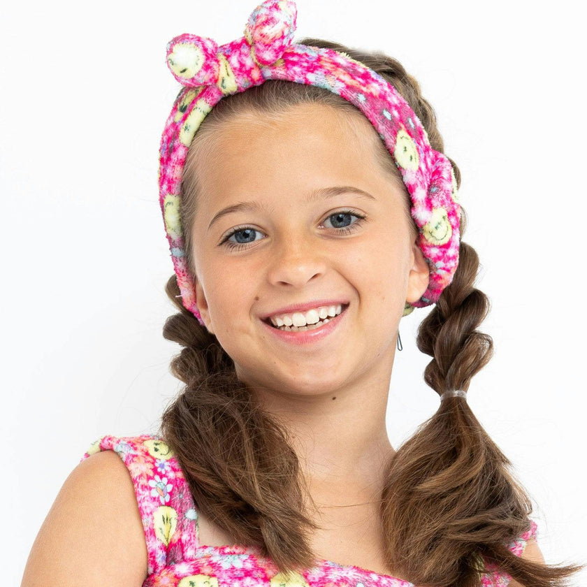 Spring Flowers Plush Spa Headband with Bow