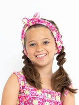 Spring Flowers Plush Spa Headband with Bow