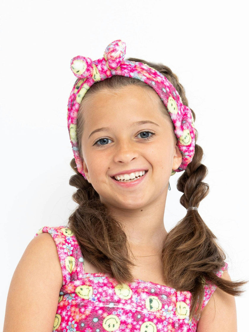 Spring Flowers Plush Spa Headband with Bow