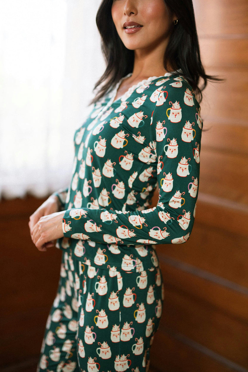 So Soft Henley Pajama Set in Very Merry Santa