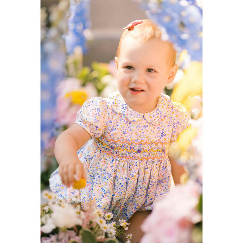 Ondine Blue Floral Short Sleeve Bubble Romper