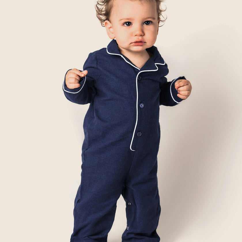 Baby's Flannel Classic Romper in Navy