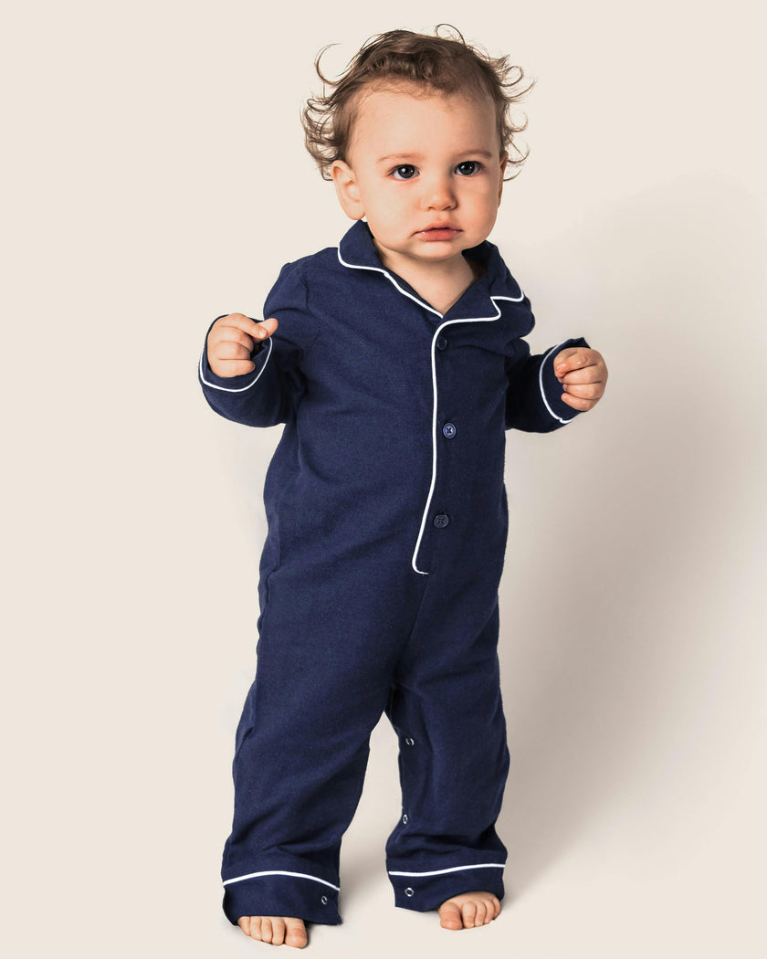 Baby's Flannel Classic Romper in Navy