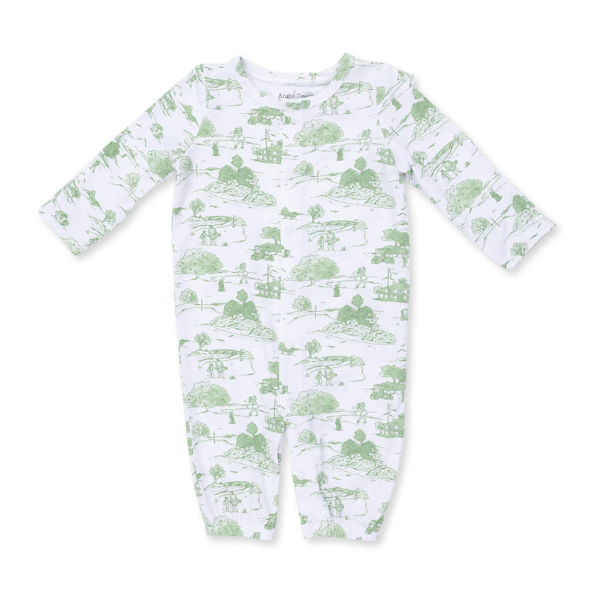 Golf Toile Green - Convertible Gown and Beanie Hat