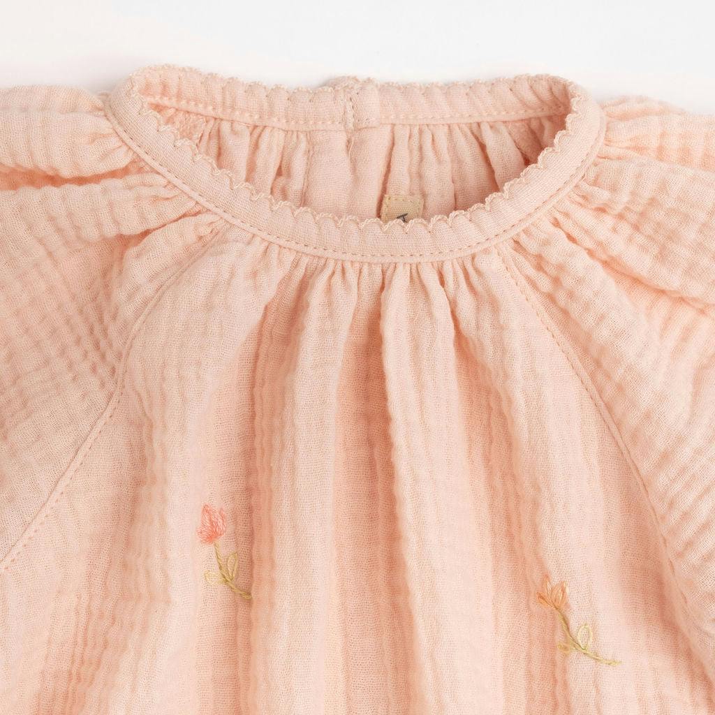 Gauze Romper in Embroidered Flowers