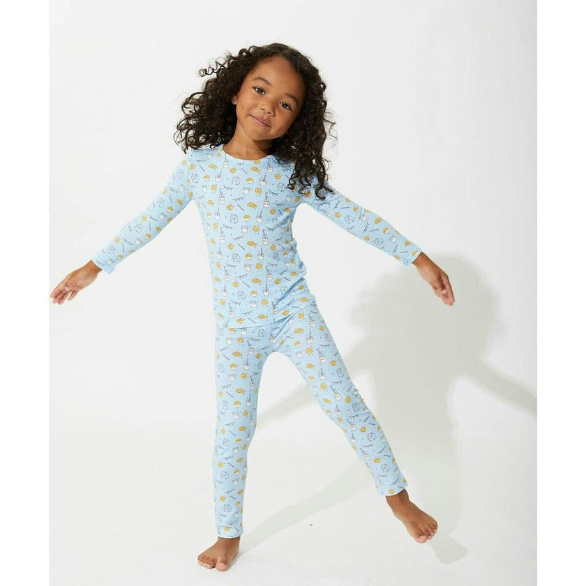 Milk & Cookies Blue Bamboo Kids Pajamas