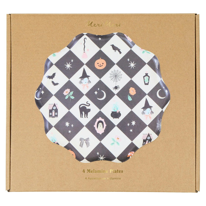 Patchwork Halloween Reusable Large Plates