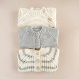 Rib Knit Stripe Cardigan, Bowie Grey