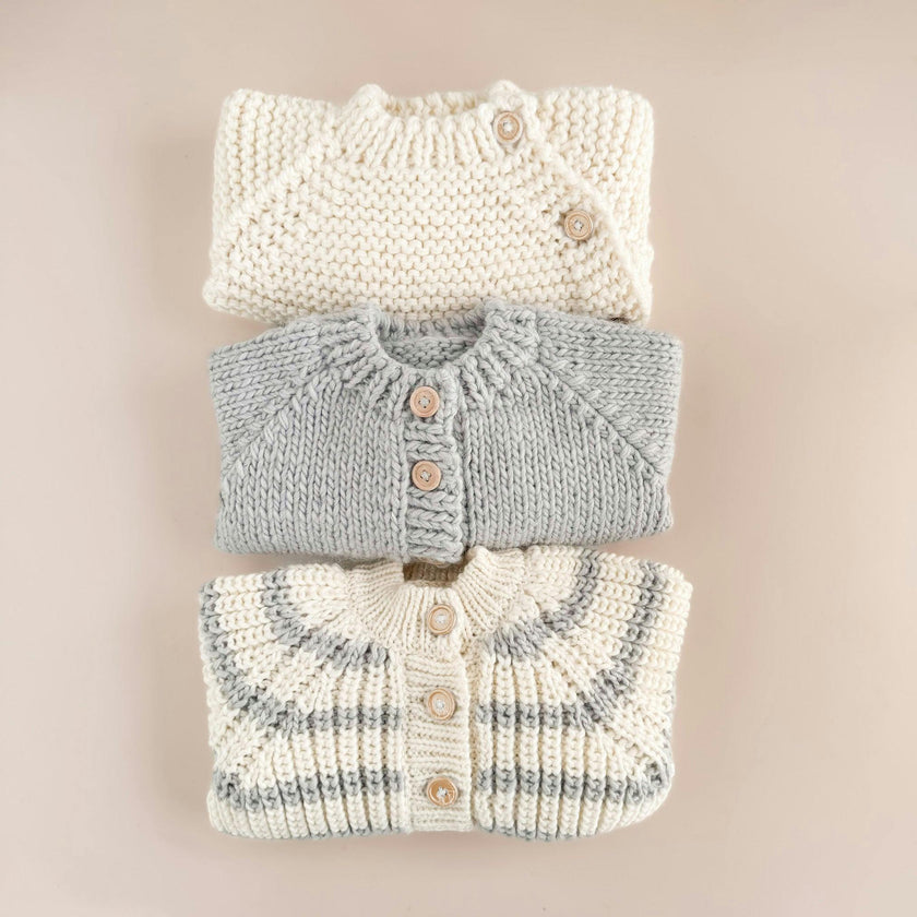 Rib Knit Stripe Cardigan, Bowie Grey