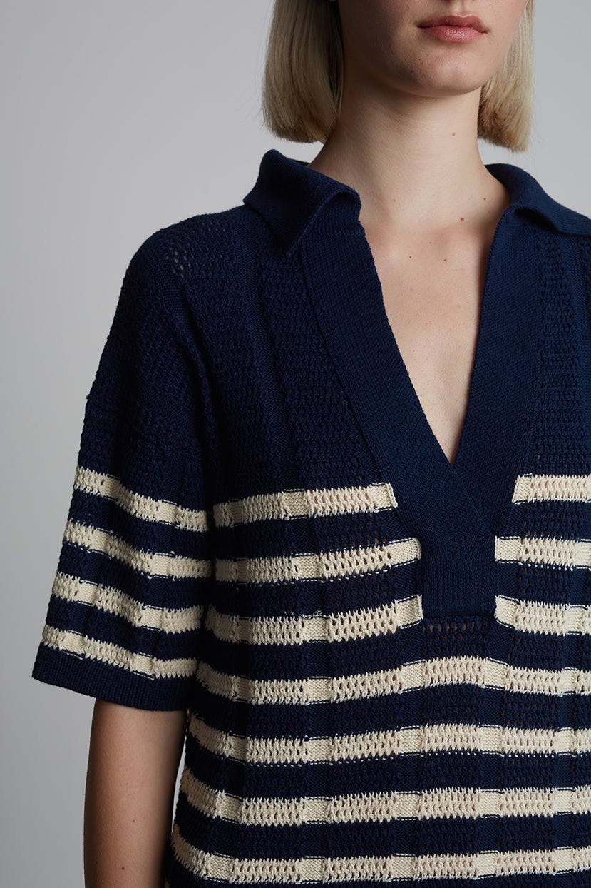 EMMIE STRIPE DRESS | NAVY + IVORY STRIPE