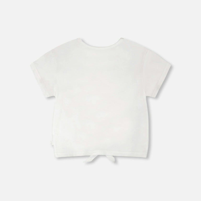 Organic Cotton Jersey T-Shirt With Tie At Waist