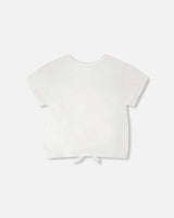 Organic Cotton Jersey T-Shirt With Tie At Waist