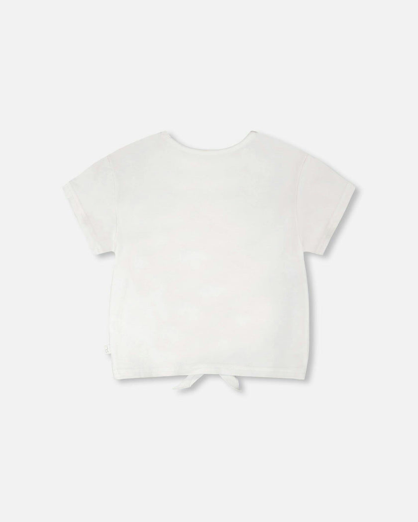 Organic Cotton Jersey T-Shirt With Tie At Waist