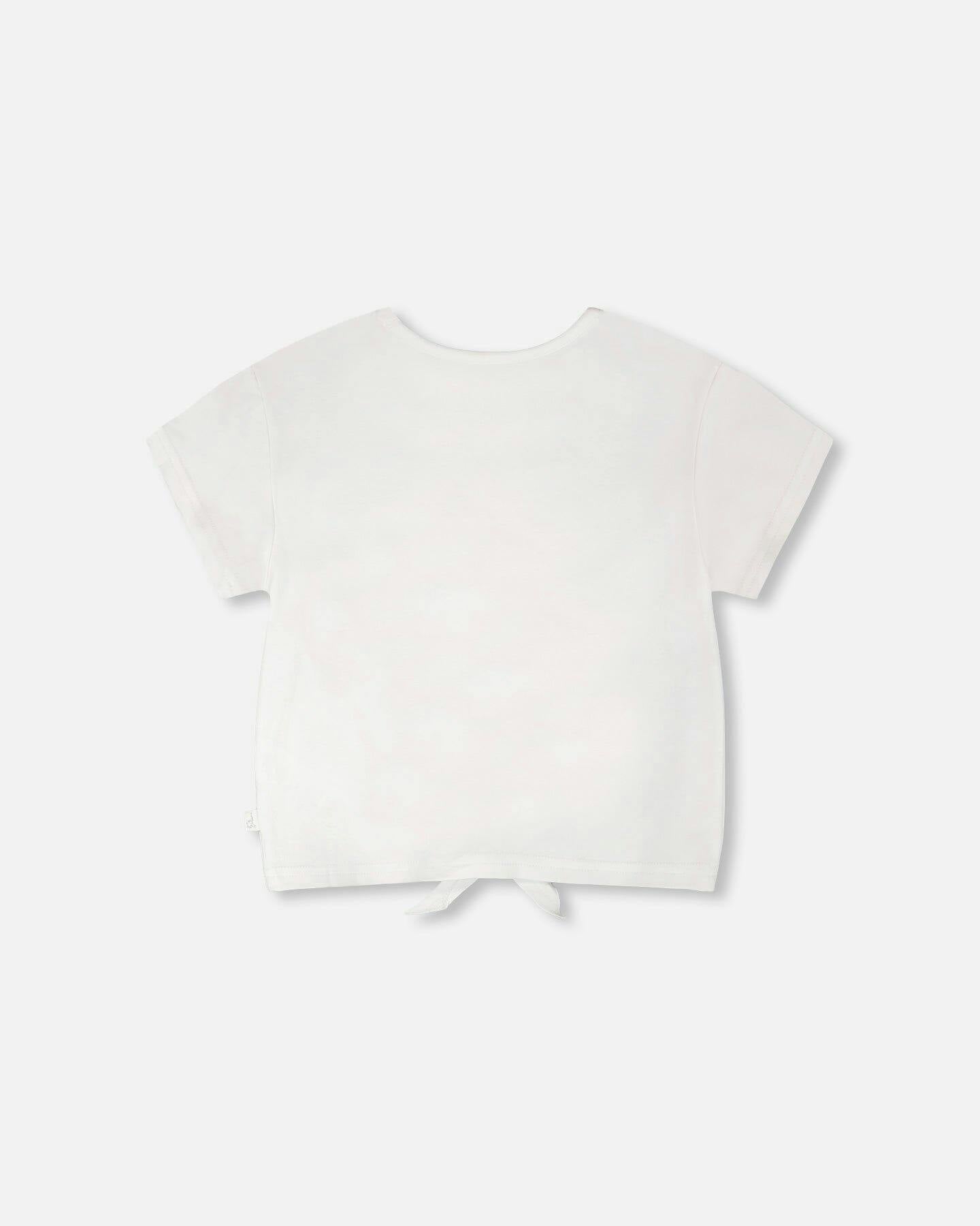 Organic Cotton Jersey T-Shirt With Tie At Waist