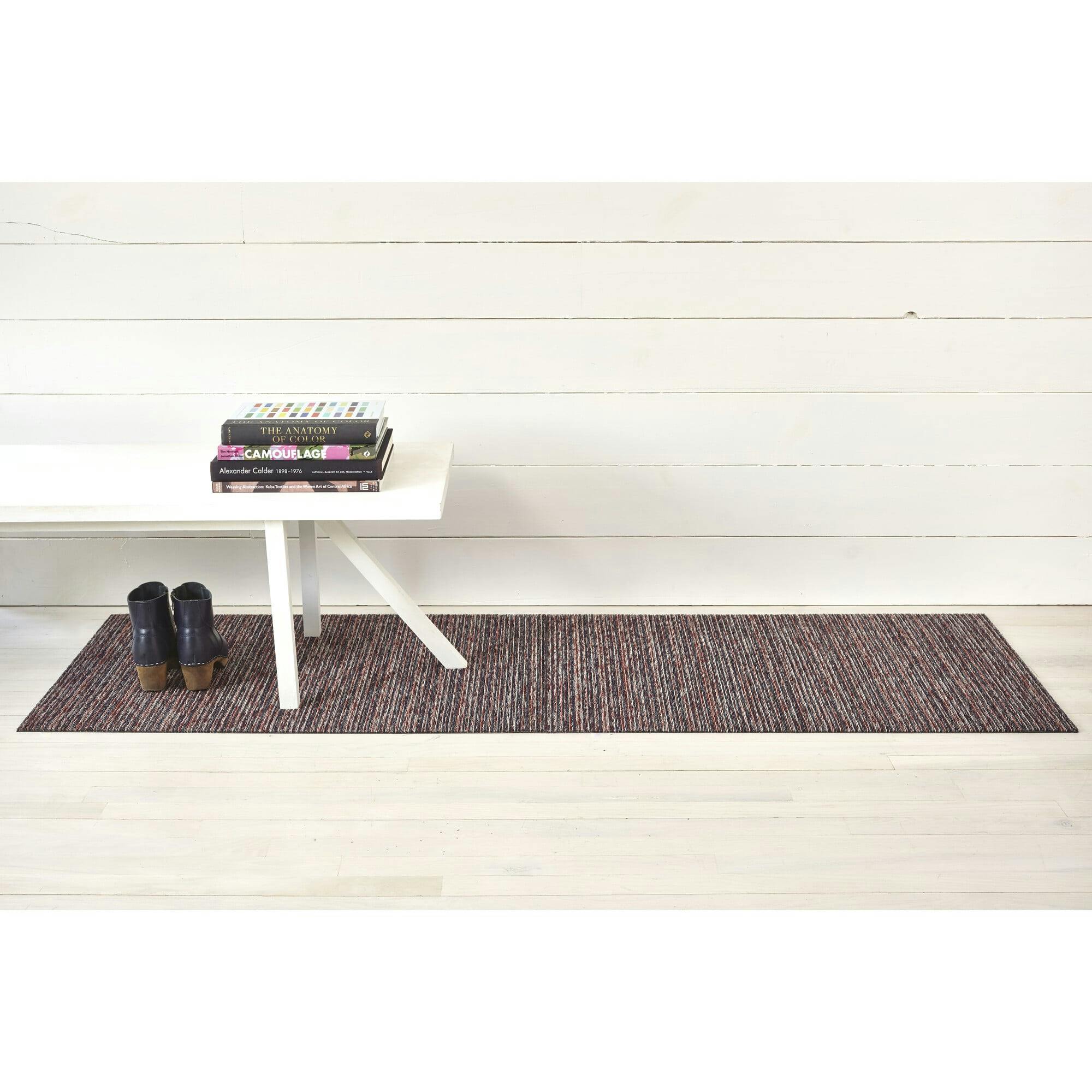 Skinny Stripe Shag Floor Mat, Purple