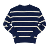 Women's Navy And Cream Wide Stripe Knit Sweater