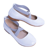 Perla Girls White & Grey Satin Ballerina Flats