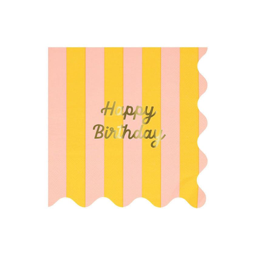 Stripe Happy Birthday Large Napkins
