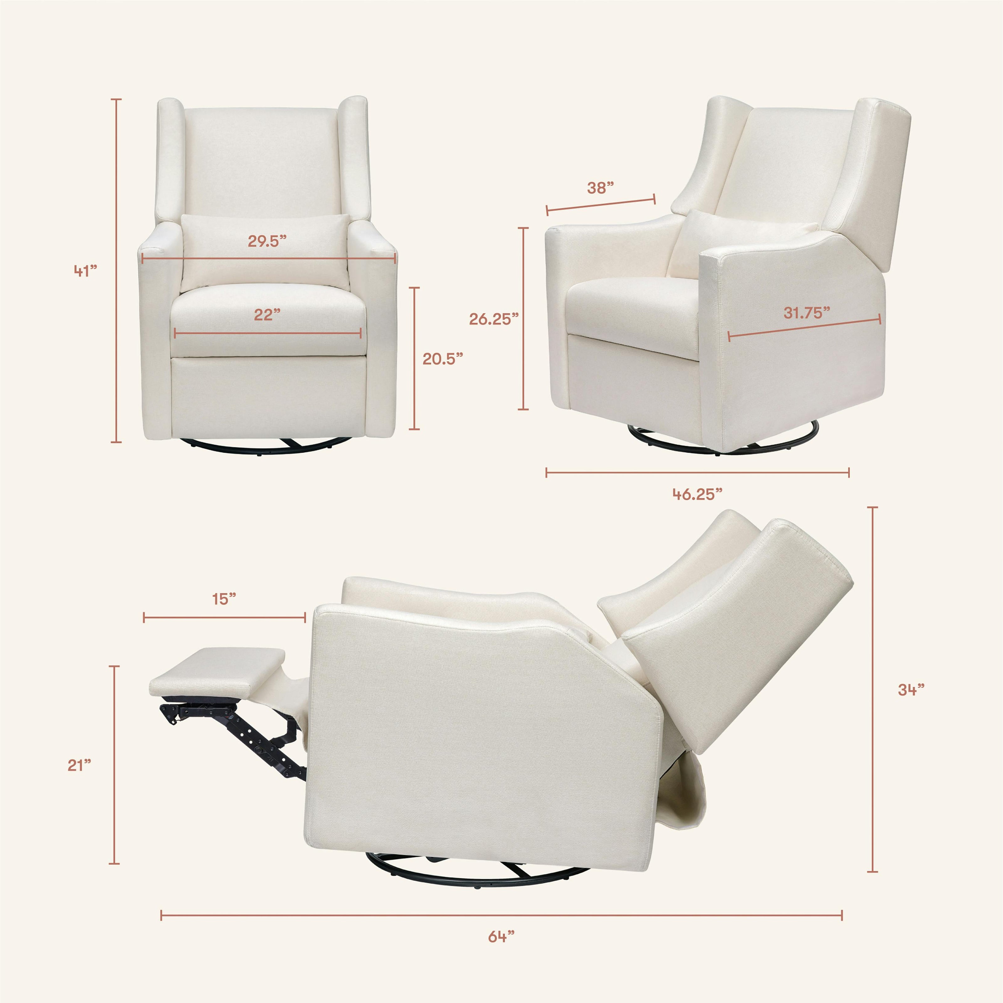 Kiwi Electronic Recliner and Swivel Glider with USB port