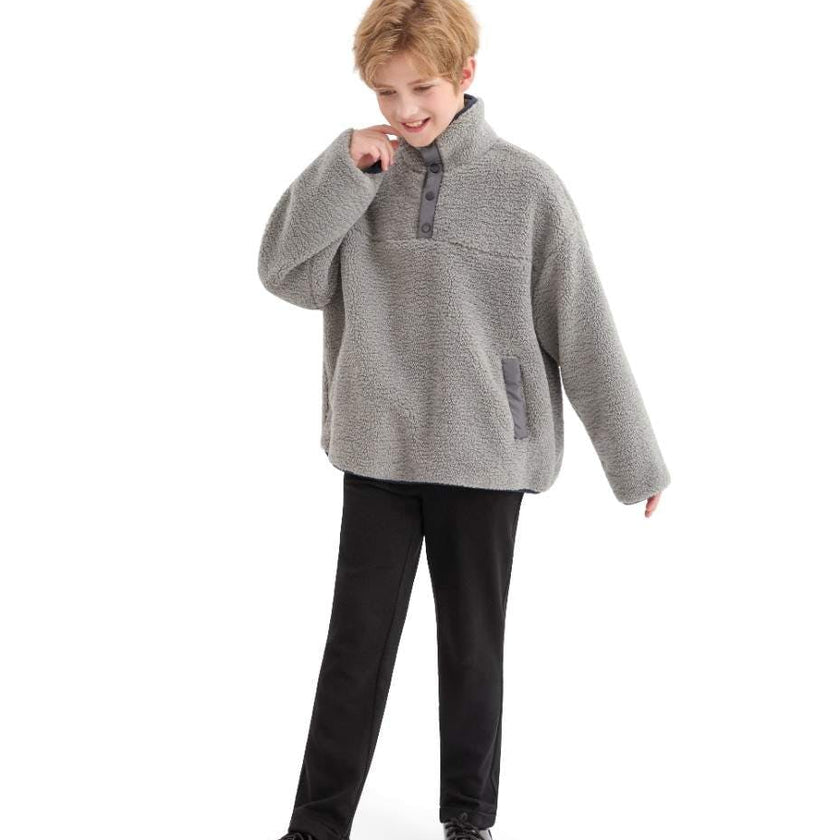 Gray Sherpa Fleece Pullover