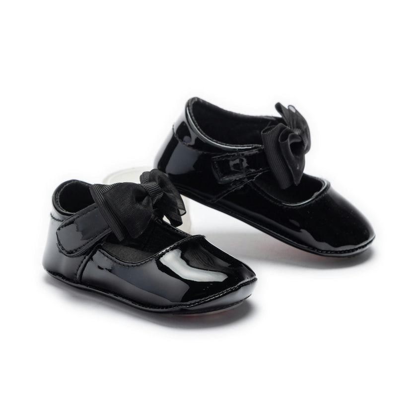 Black Seraphina Bow Baby Shoes