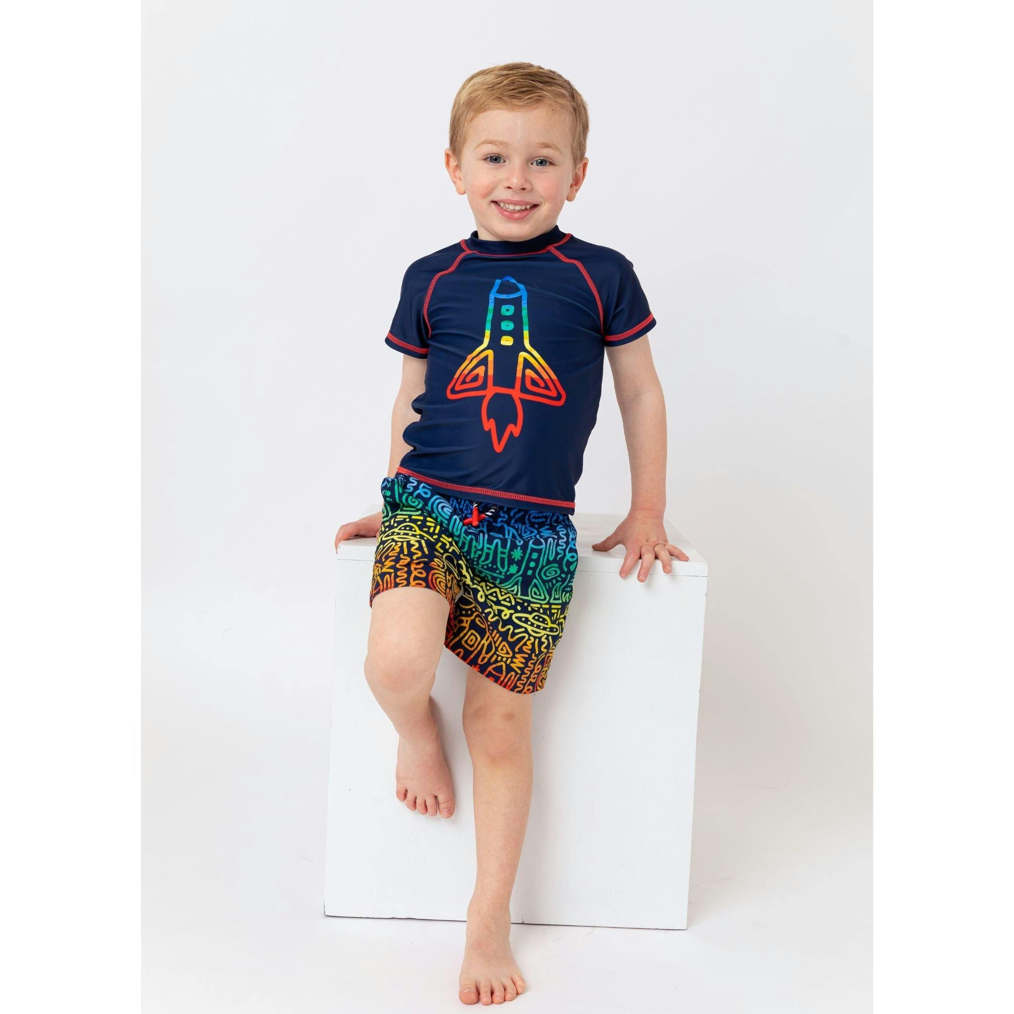 Short Sleeve Rocket Rashguard Swim Set