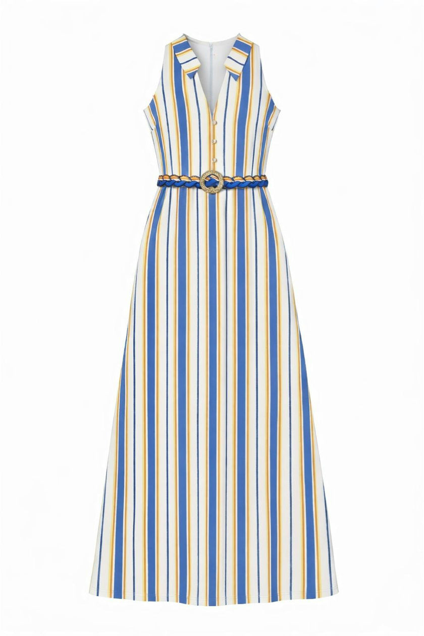 Jill Coastal Stripe Midi Dress