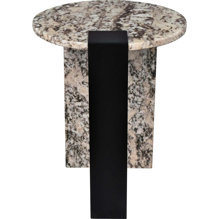 Lyra 20.66" Contemporary Natural Marble/Metal Handmade Round End Table