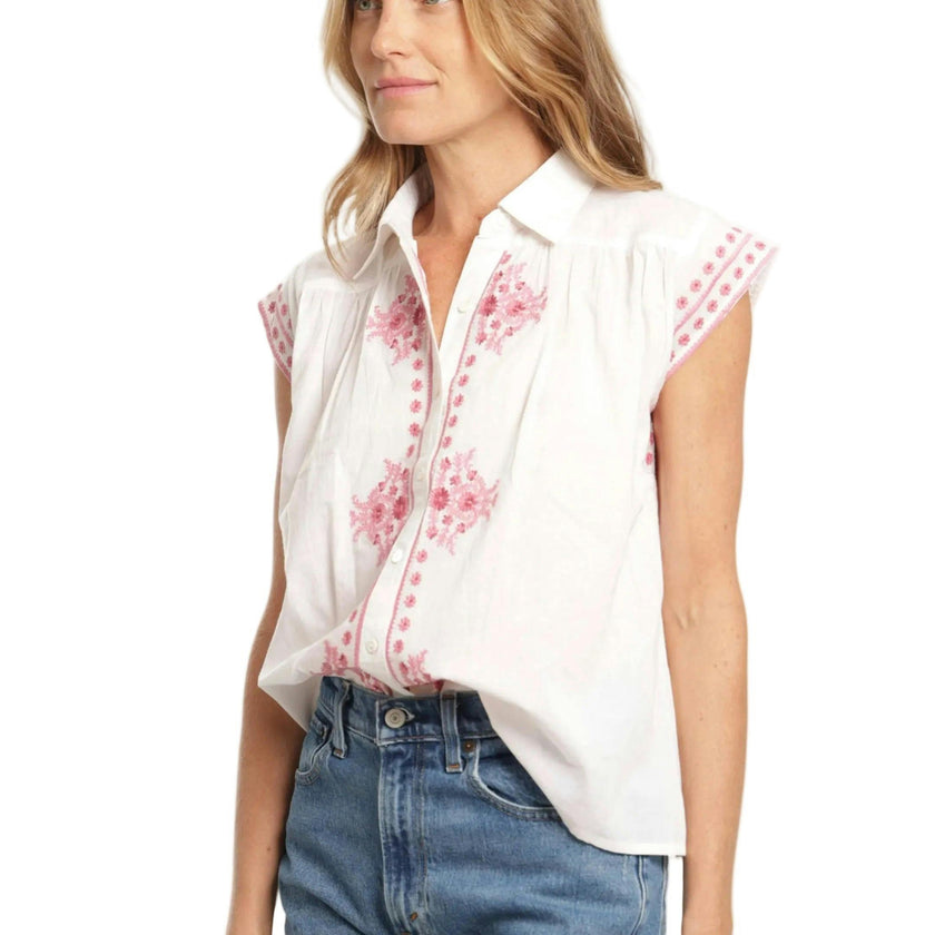 Esmeralda Blouse - White Blush