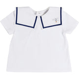 Mariner Collar Hot Air Balloon Embroidered Top in White (6mths-4yrs)
