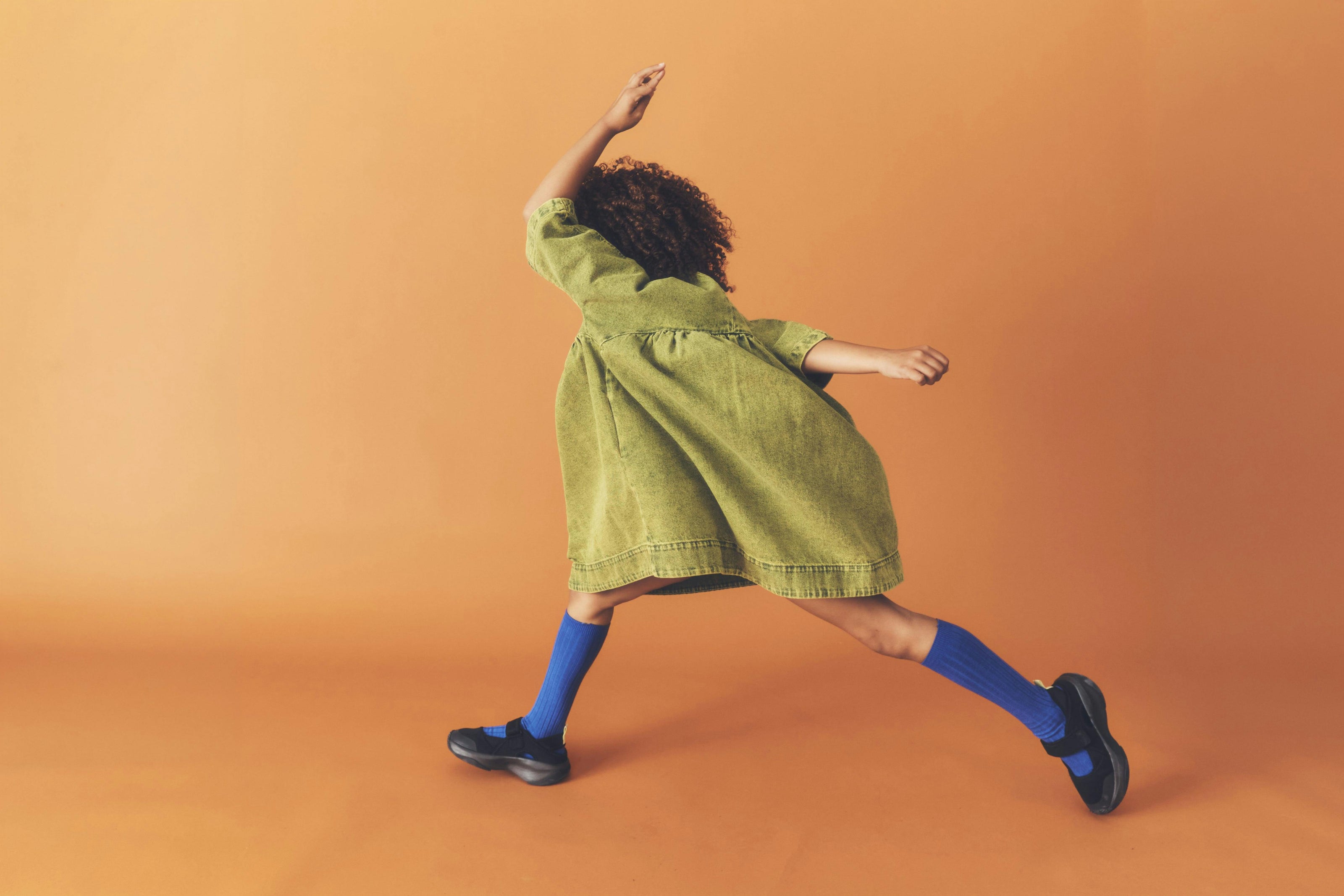 Kids Rumi Acid Green Overdye Denim Dress