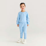 Edda Blue French Terry Bow Sweatshirt Jogger Set