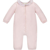 Organic Ruffle Collar Button Front Sweater Romper, Pink