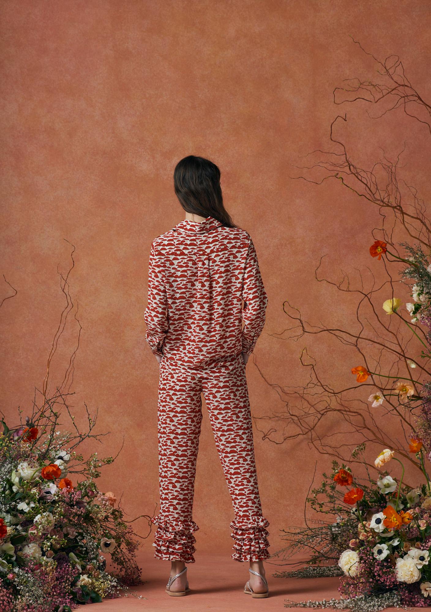 Talitha Pants Silk Red Mushroom