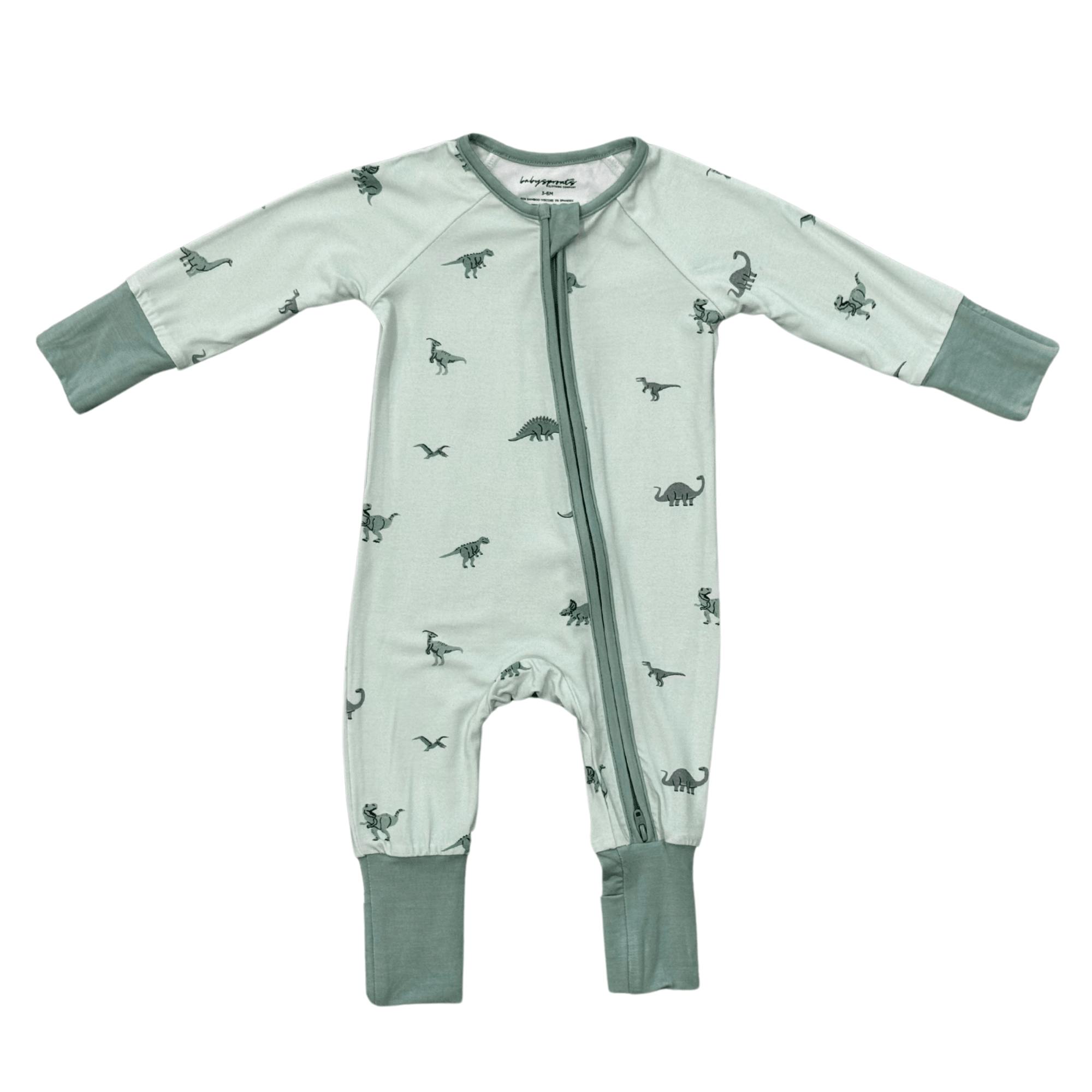 Baby Boy Long Sleeve Zip Romper in Dinosaur