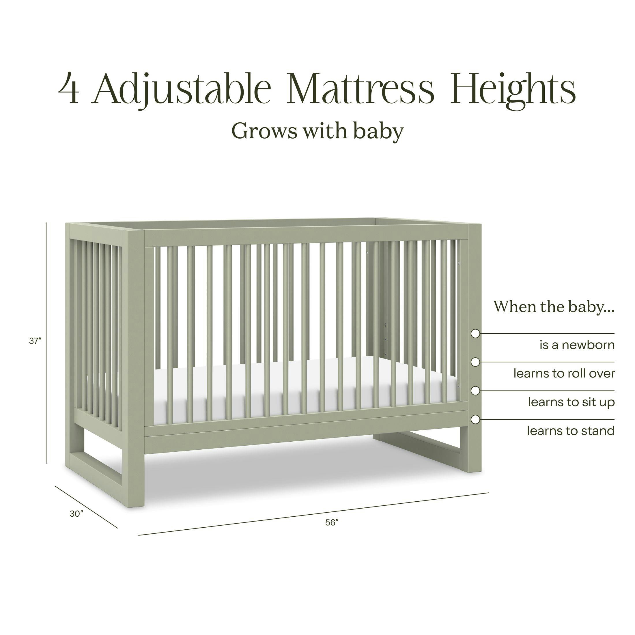 Nantucket 3-in-1 Convertible Crib w/Toddler Bed Conversion Kit in French Sage