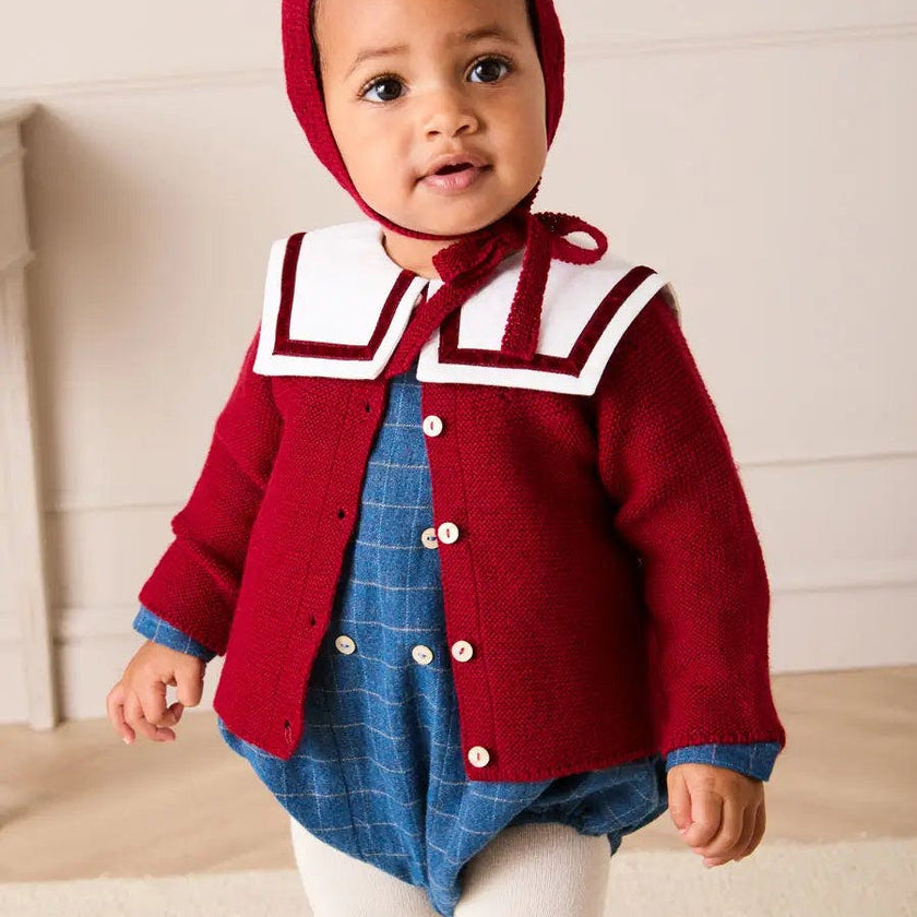 Openwork Cardigan In Burgundy (6mths-10yrs)
