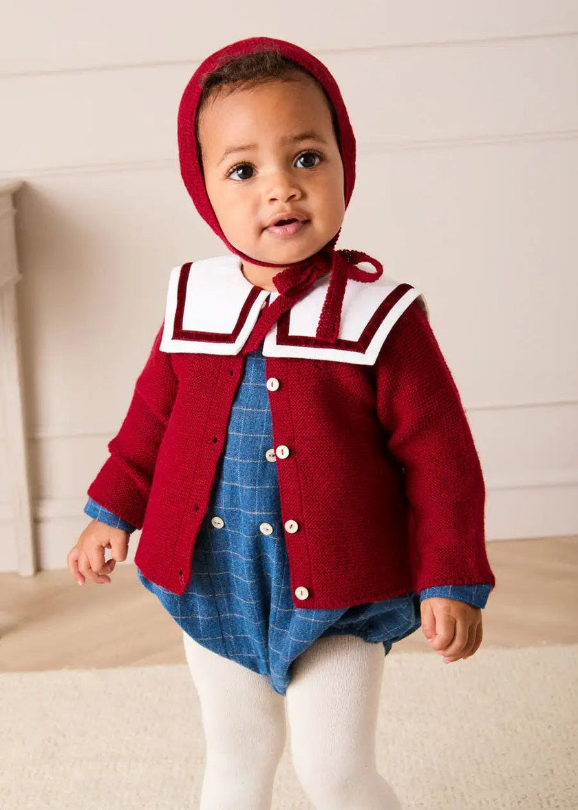 Openwork Cardigan In Burgundy (6mths-10yrs)