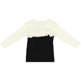 Color-Block Ruffle Knit Long Sleeve Top