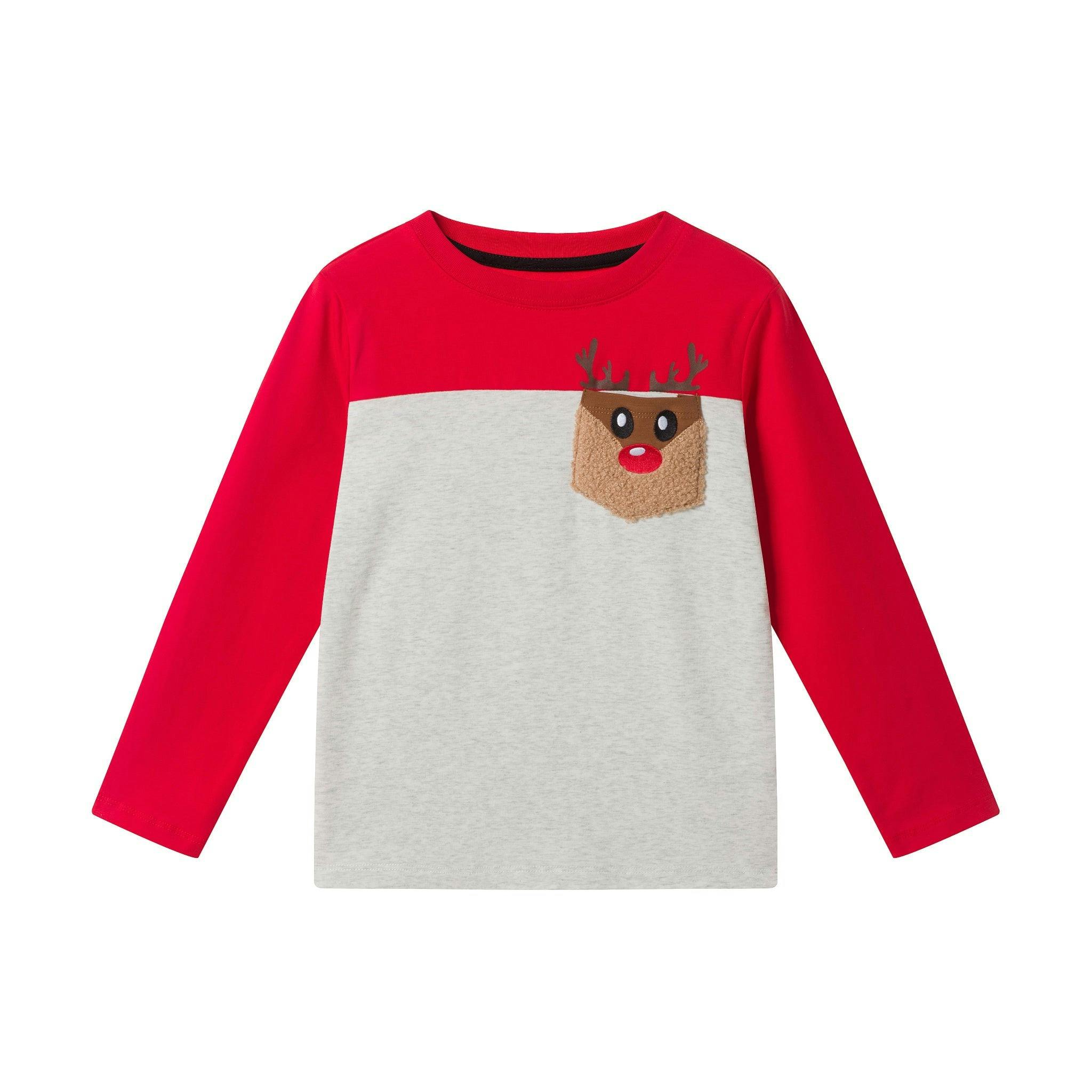 Boys Playful Pocket Tee | Fuzzy Reindeer