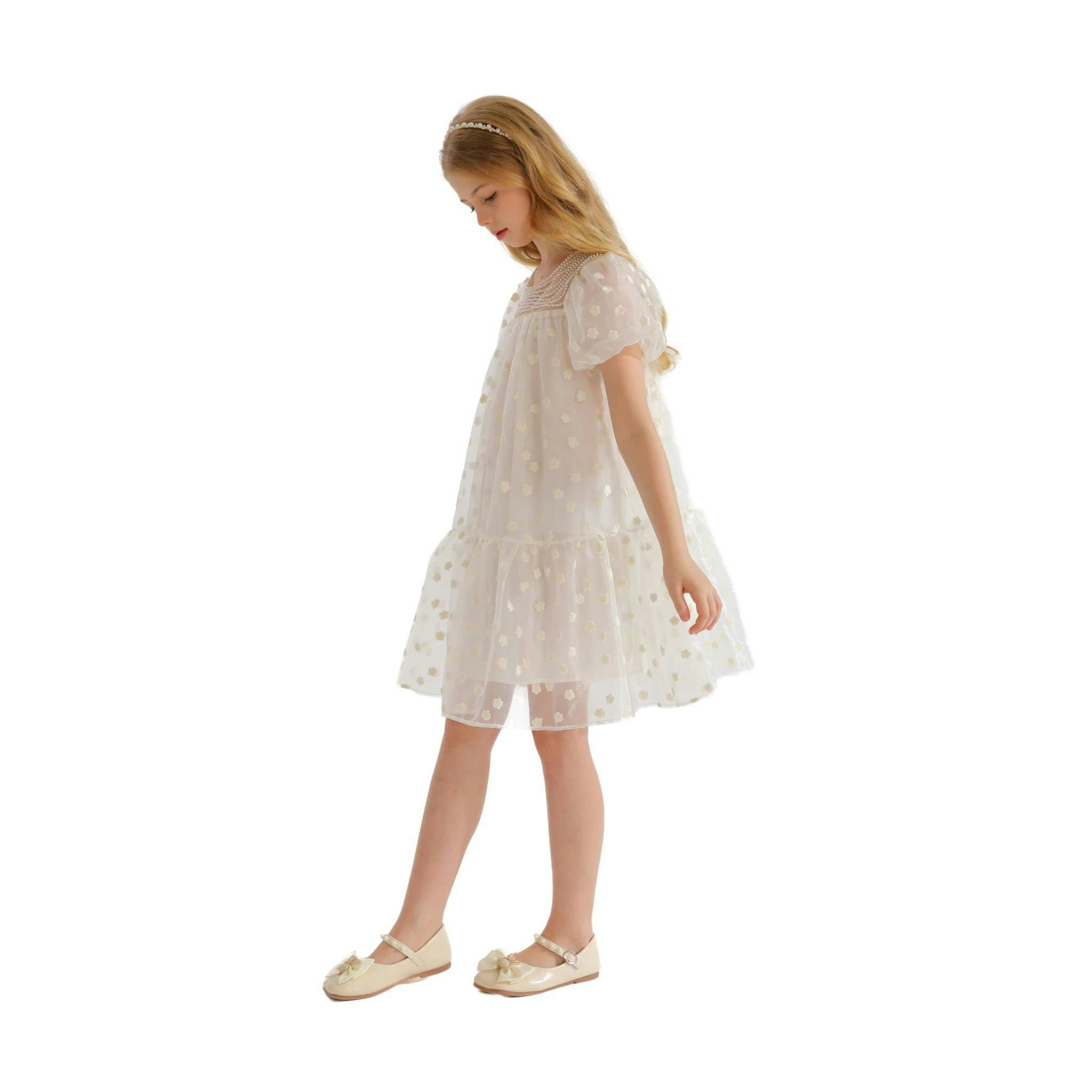 White Perivale Floral Overlay Dress