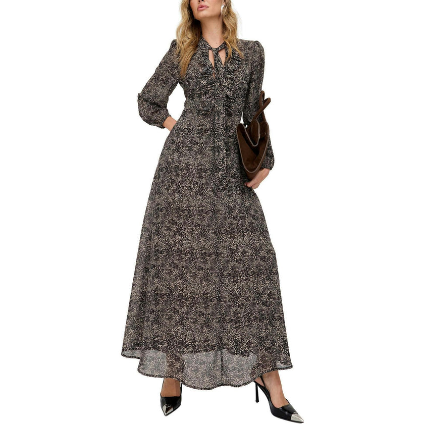 Margot Ruffle Neck Spot Print Maxi Dress