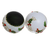 Kurt Adler 80MM Holly Leaves and Berries Glass Ball Ornaments, 6-Piece Set
