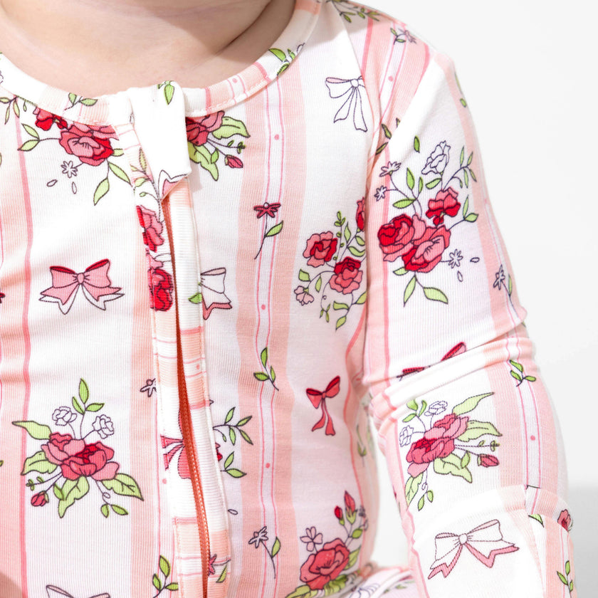 Floral Stripes Bamboo Convertible Footie