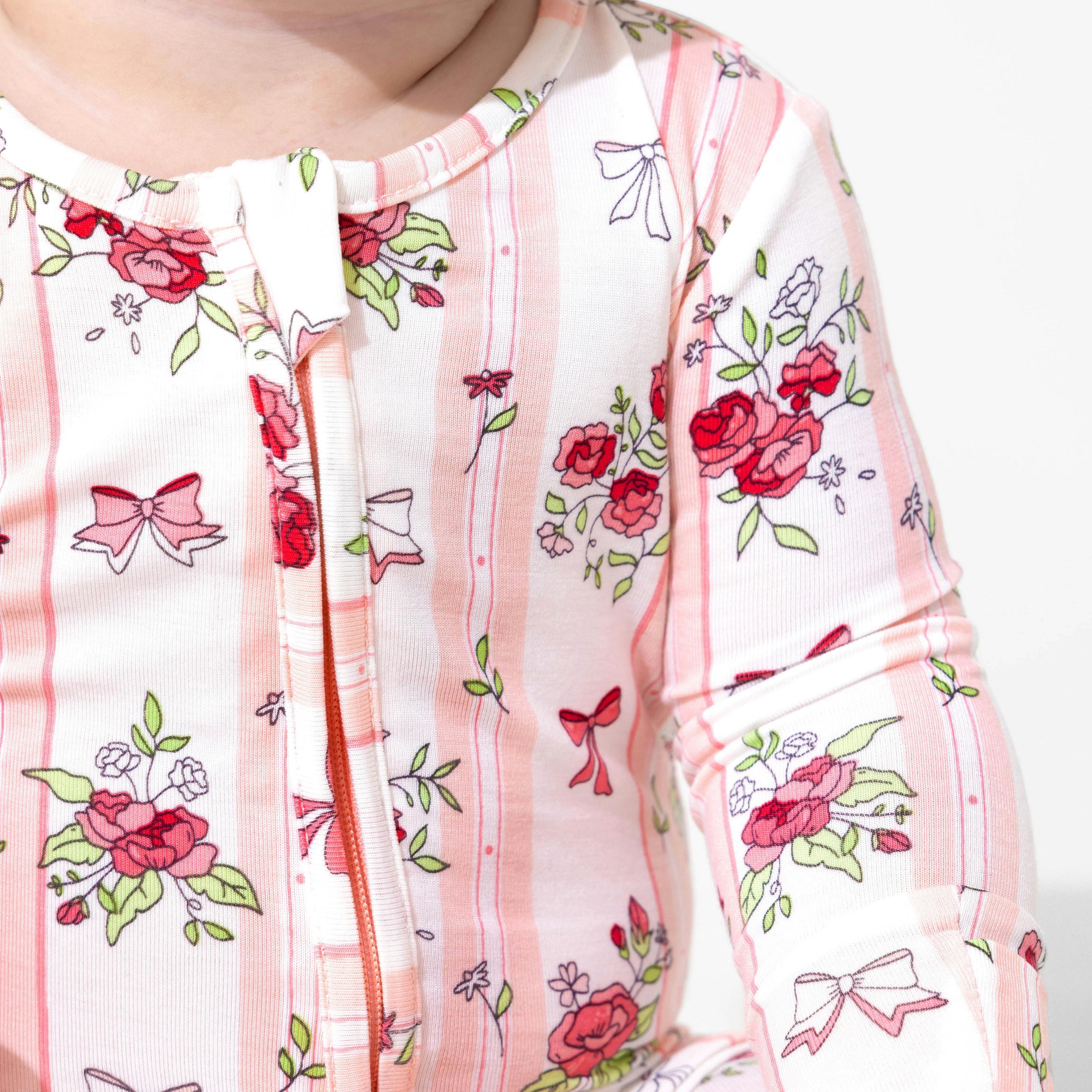 Floral Stripes Bamboo Convertible Footie
