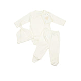 Crochet Trim Three Piece Set in Pearl