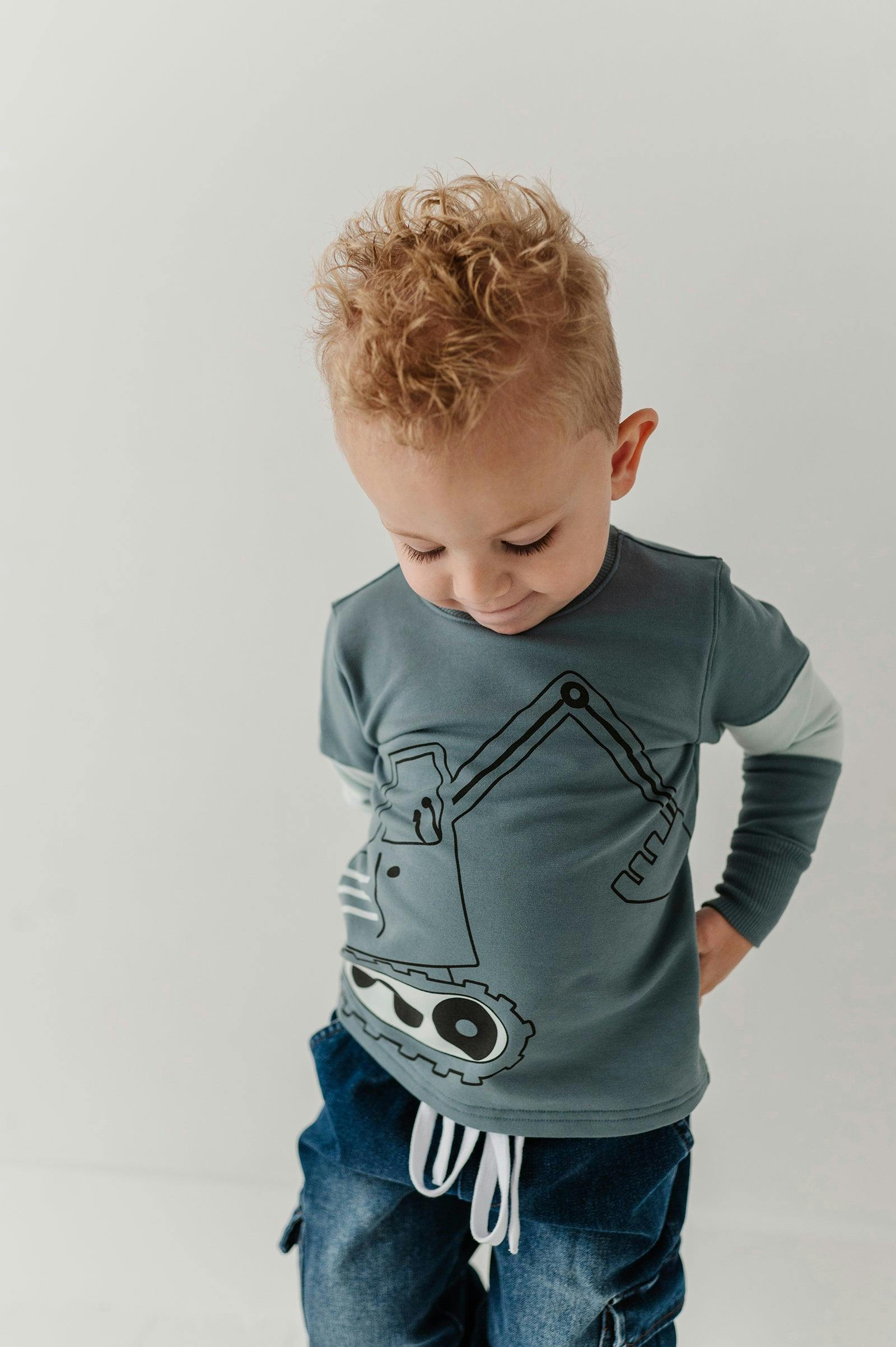 Boys Crewneck Long Sleeve Sweatshirt in Excavator