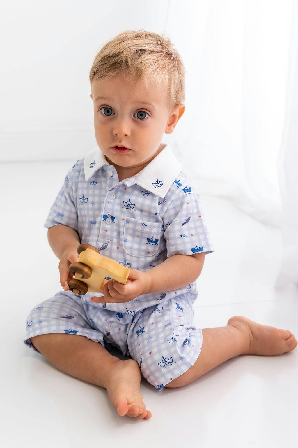 Sailor Pima Cotton Short Romper